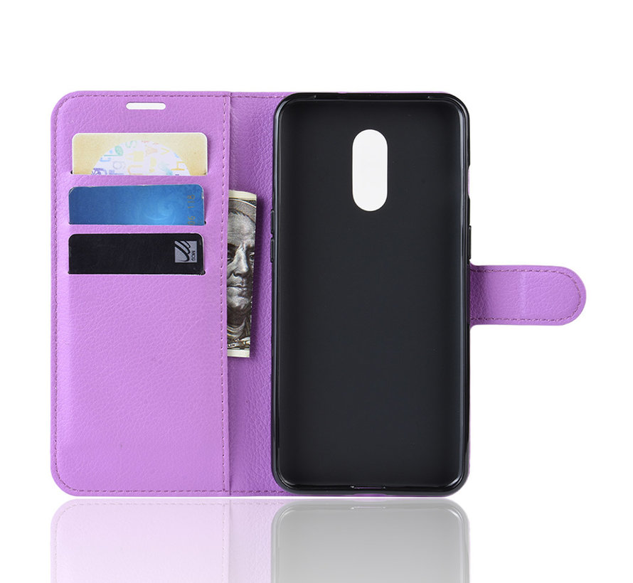 OnePlus 7 Hoesje Wallet Flip Case Paars