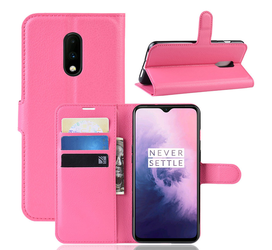 OnePlus 7 Hoesje Wallet Flip Case Roze