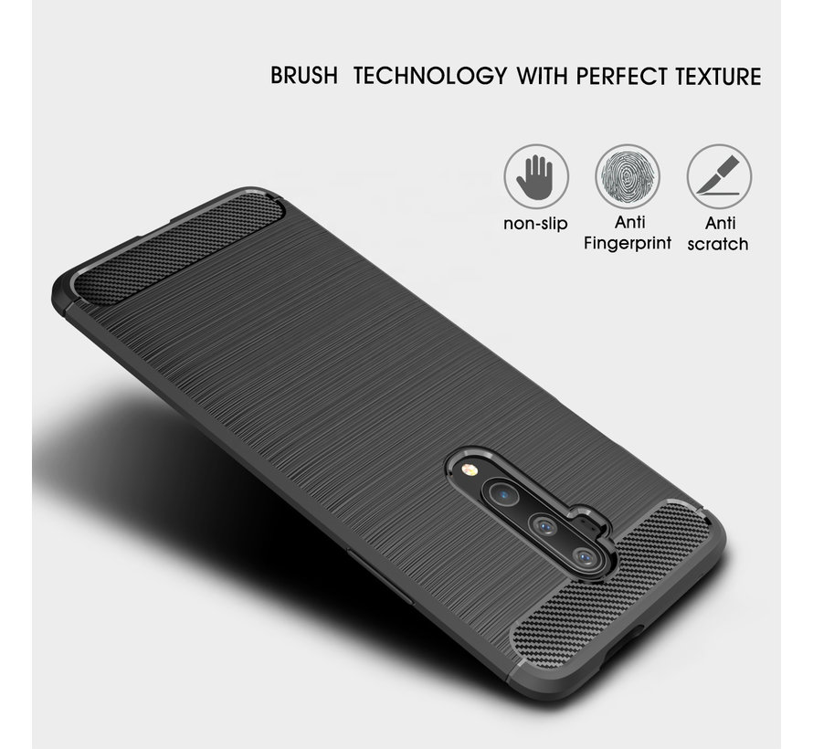 OnePlus 7T Pro Hoesje Brushed Carbon Rood