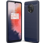 OPPRO OnePlus 7T Hülle Brushed Carbon Blau