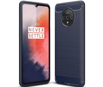 OPPRO OnePlus 7T Hoesje Brushed Carbon Blauw