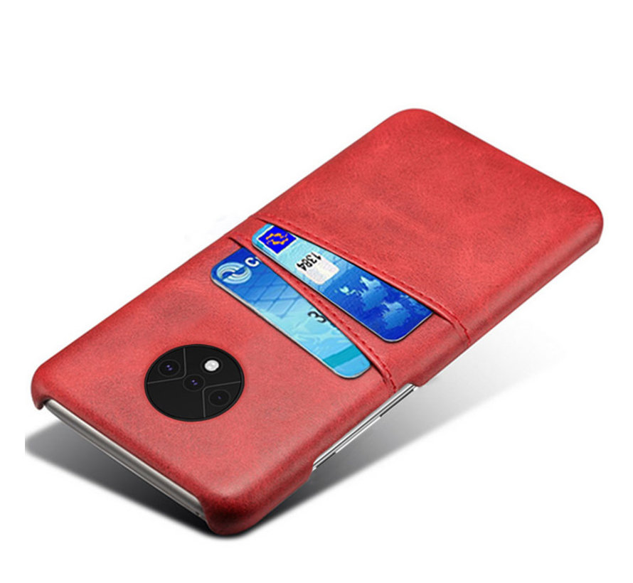 OnePlus 7T Case Slim Leather Card Holder Red