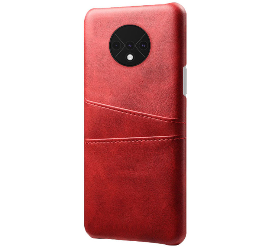 OnePlus 7T Case Slim Leather Card Holder Red