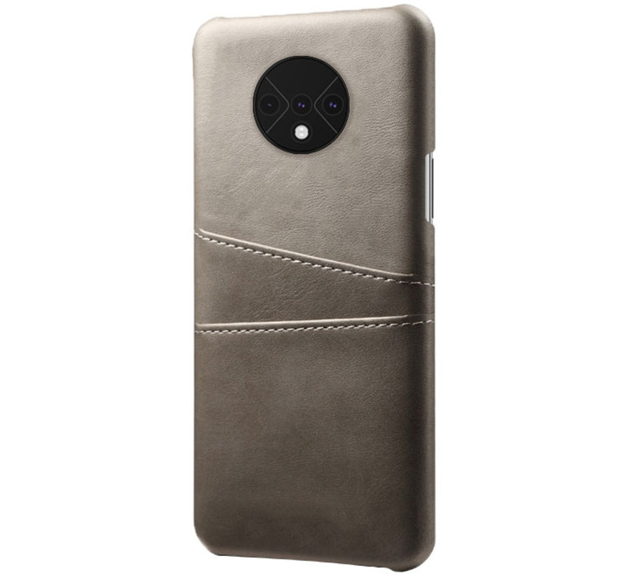 OnePlus 7T Case Slim Leder Kartenhalter Grau