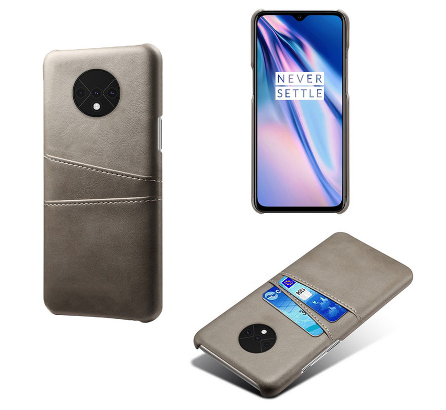 OnePlus 7T Case Slim Leather Card Holder Gray