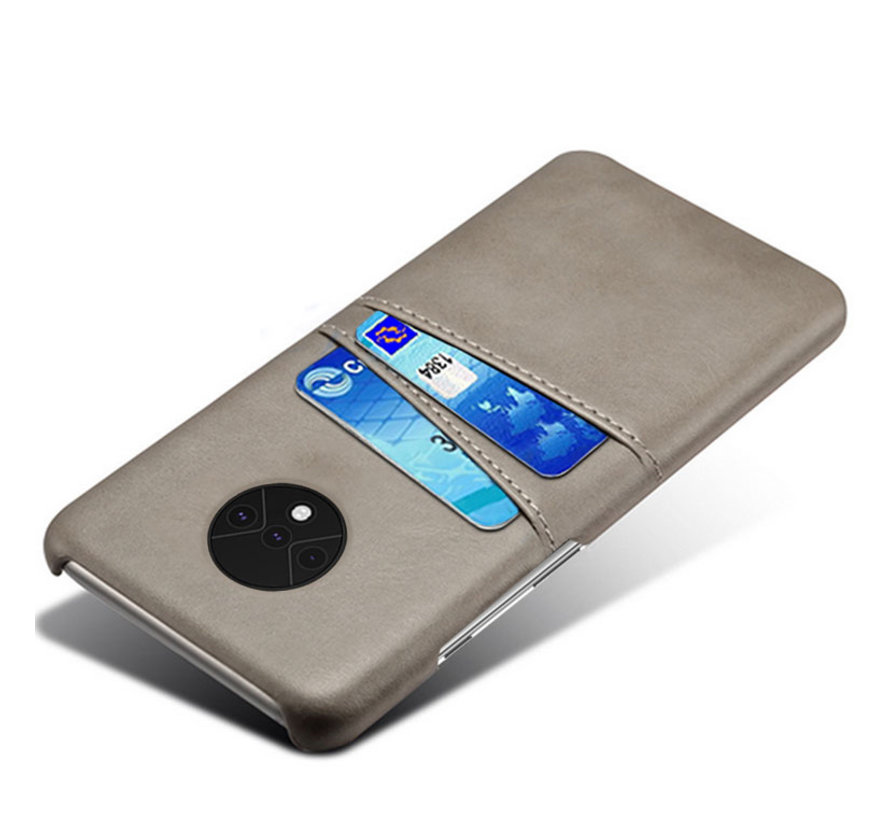 OnePlus 7T Case Slim Leather Card Holder Gray