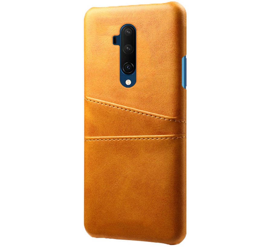 OnePlus 7T Pro Case Slim Leather Card Holder Cognac Brown