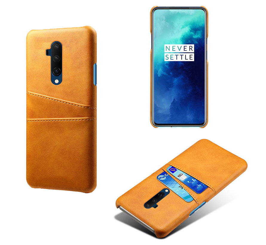 OnePlus 7T Pro Case Slim Leather Card Holder Cognac Brown