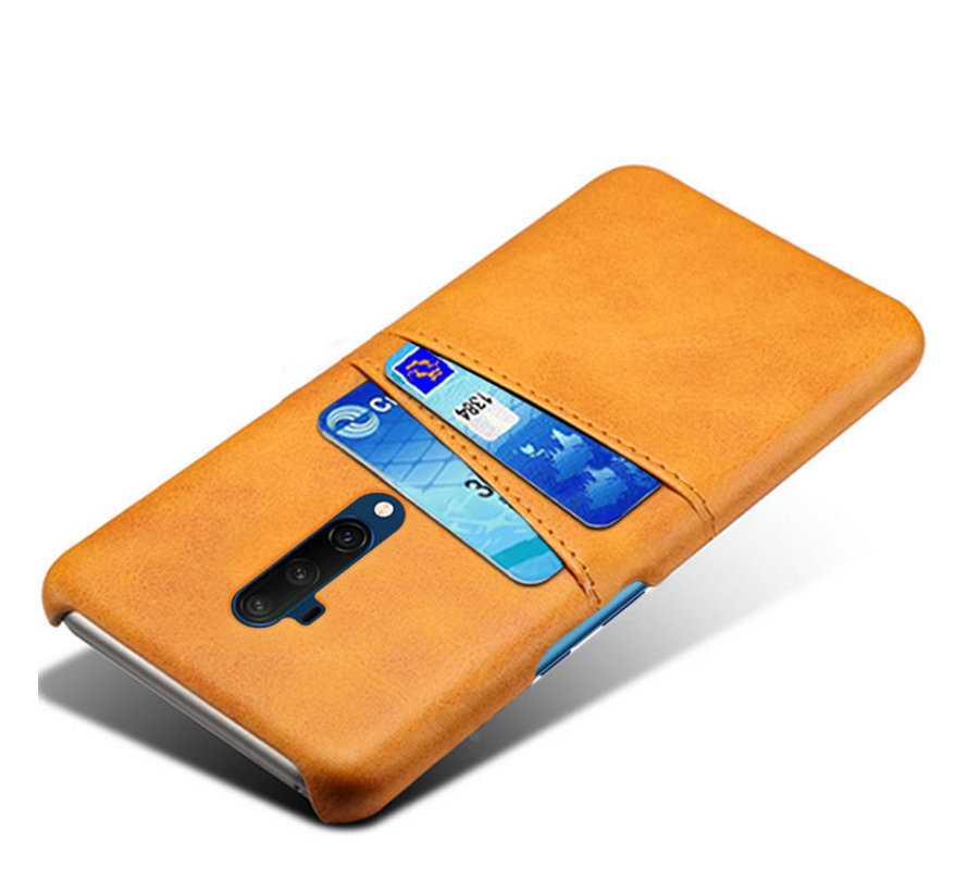 OnePlus 7T Pro Case Slim Leather Card Holder Cognac Brown