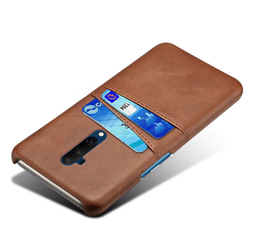 OnePlus 7T Pro Case Slim Leather Card Holder Brown