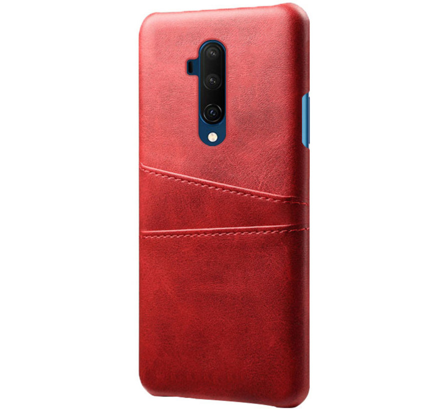 OnePlus 7T Pro Hoesje Slim Leder Kaarthouder Rood