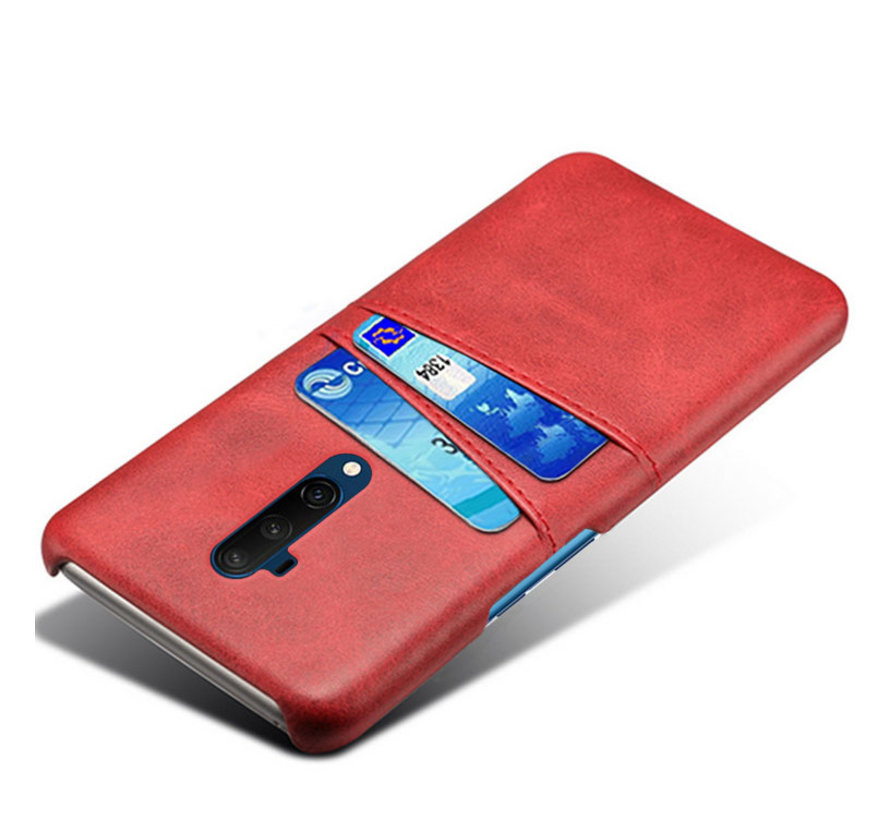 OnePlus 7T Pro Case Slim Leather Card Holder Red