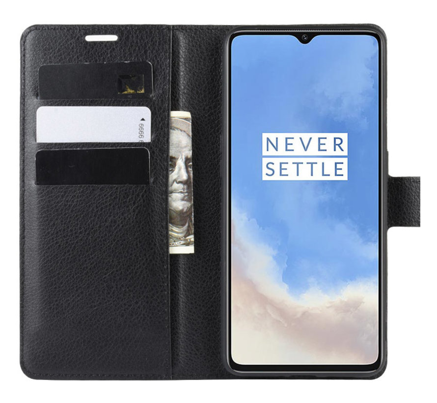 OnePlus 7T Wallet Flip Case Zwart