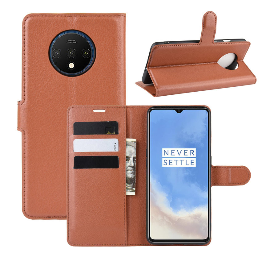 OnePlus 7T Wallet Flip Case Brown