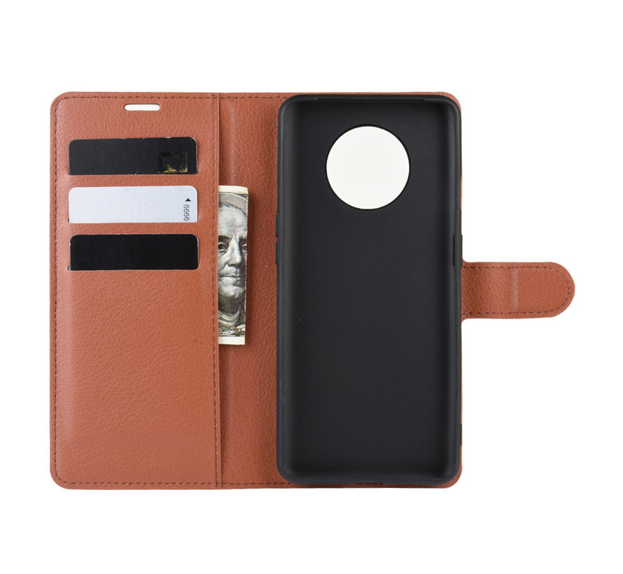 OnePlus 7T Wallet Flip Case Brown