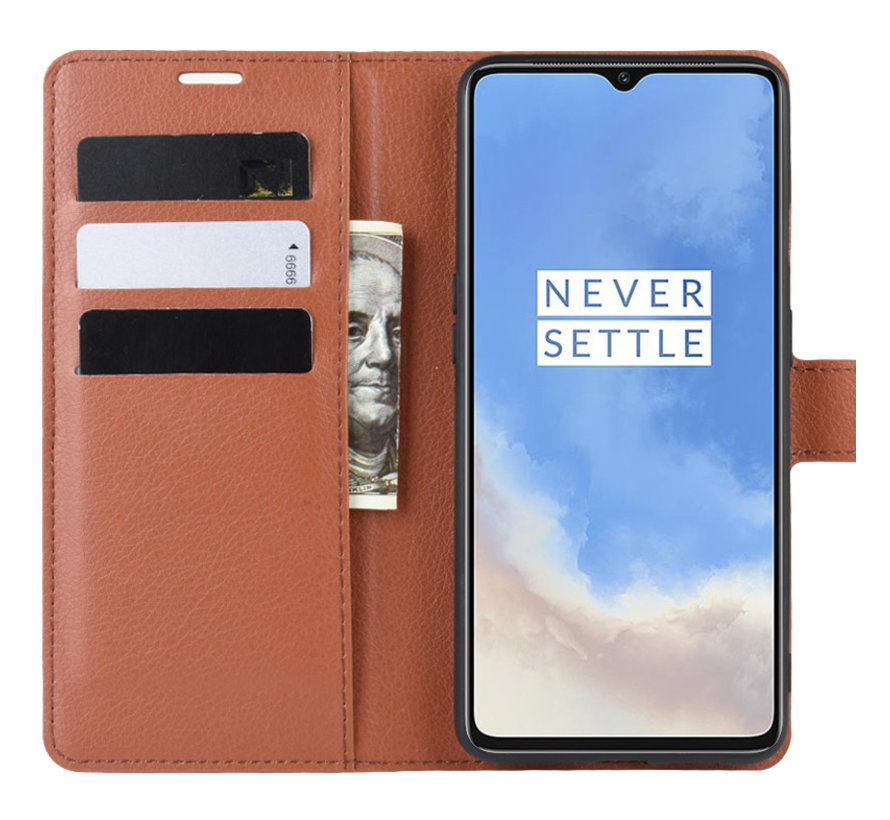 OnePlus 7T Wallet Flip Case Brown