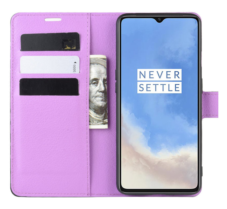 OnePlus 7T Wallet Flip Case Paars