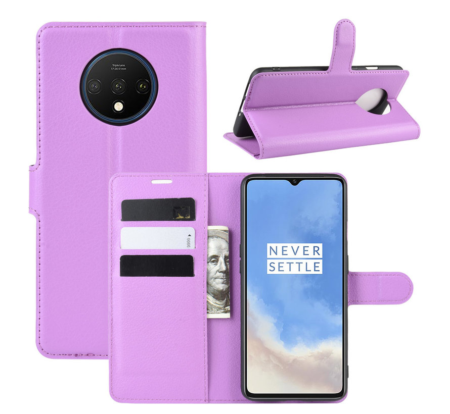 OnePlus 7T Wallet Flip Case Paars