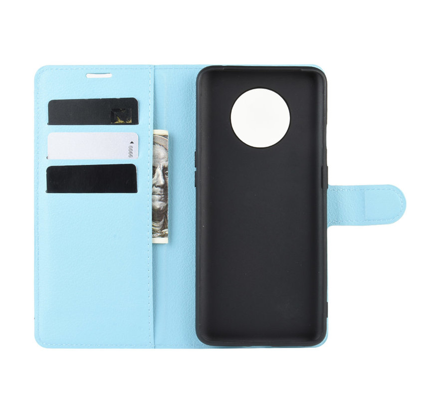 OnePlus 7T Wallet Flip Case Blauw