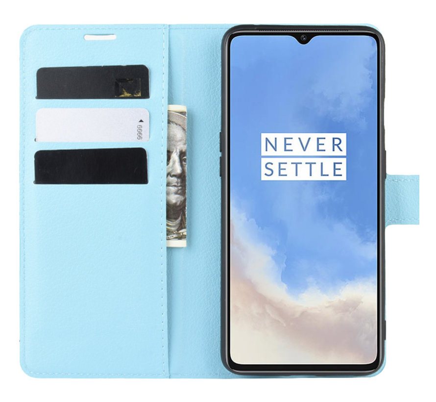 OnePlus 7T Wallet Flip Case Blauw