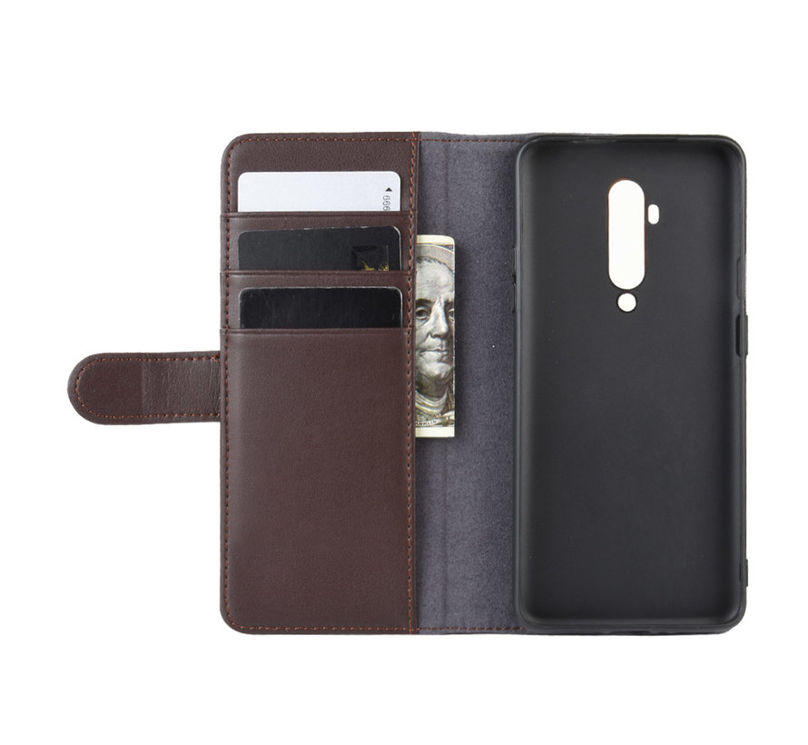 OnePlus 7T Pro Wallet Hoesje Echt Leder Bruin