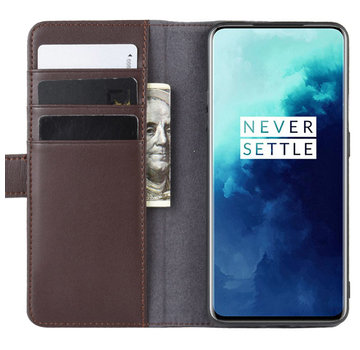 ProGuard OnePlus 7T Pro Wallet Hoesje Echt Leder Bruin