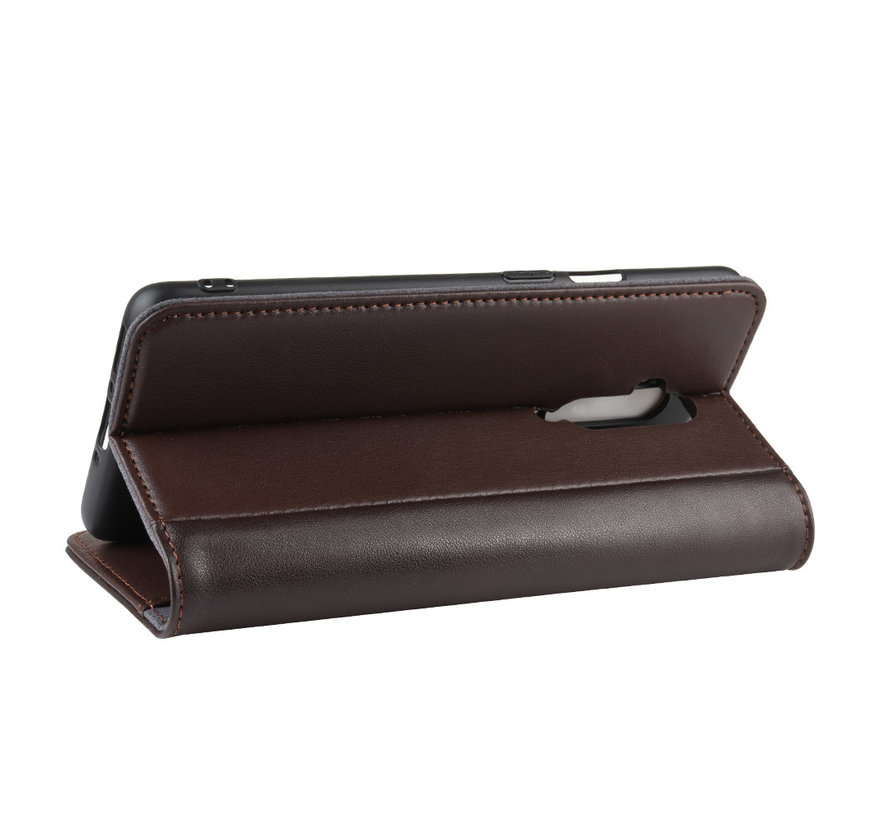 OnePlus 7T Pro Wallet Case Genuine Leather Brown