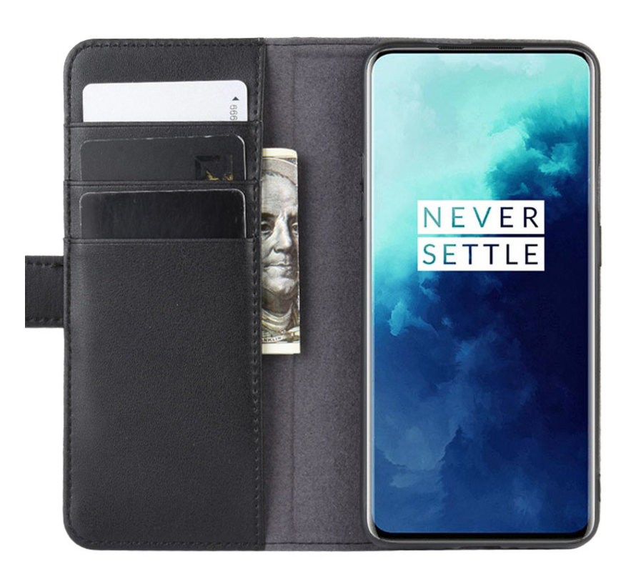 OnePlus 7T Pro Wallet Case Genuine Leather Black