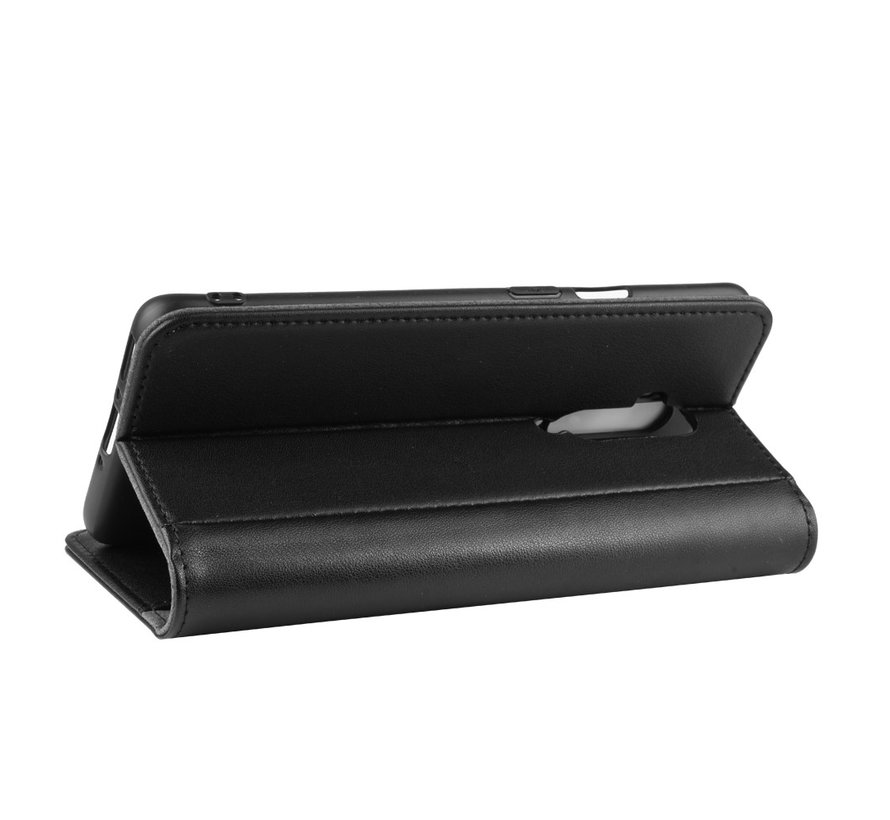 OnePlus 7T Pro Wallet Case Echtes Leder Schwarz