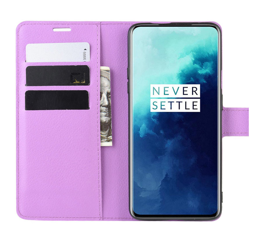 OnePlus 7T Pro Wallet Flip Case Paars