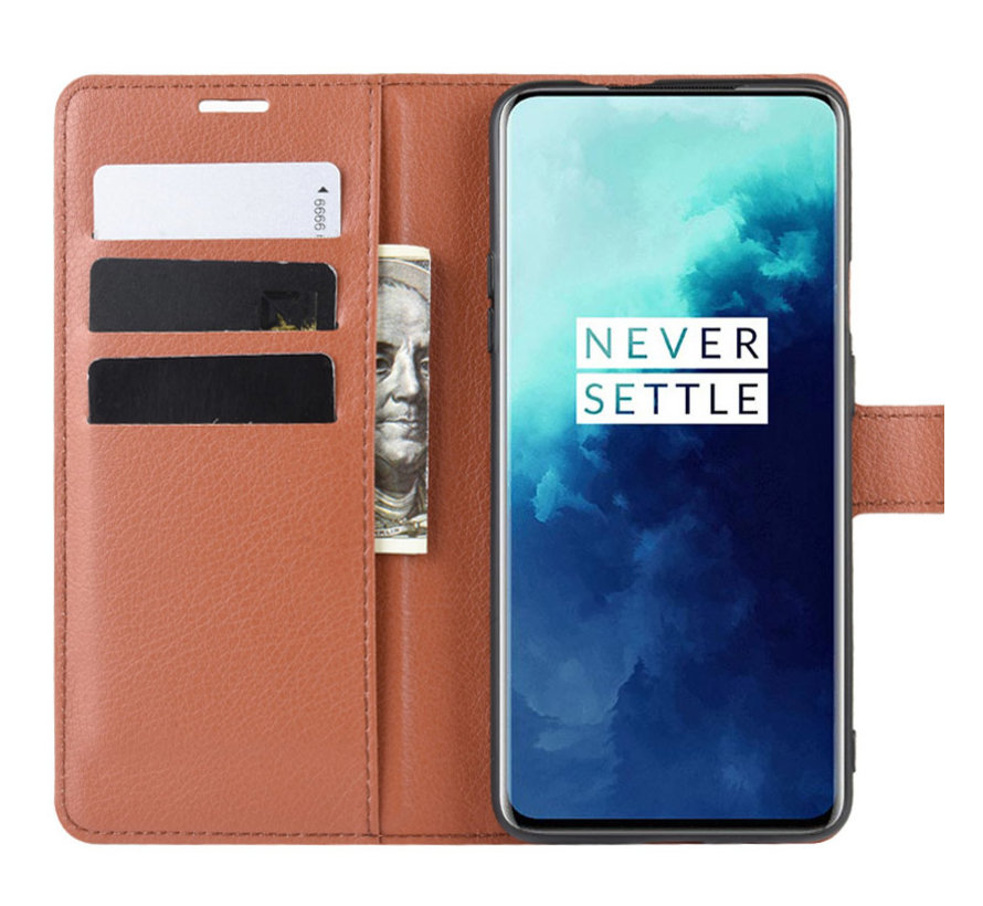OnePlus 7T Pro Wallet Flip Case Brown