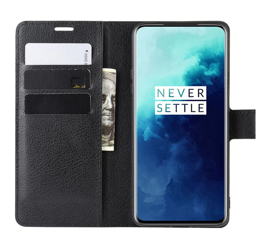 OnePlus 7T Pro Wallet Flip Case Zwart