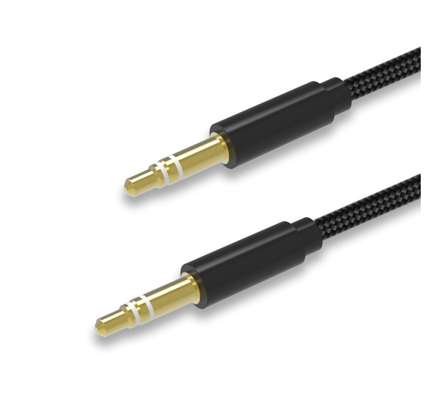 Aux Cable 1m Braided Nylon Black