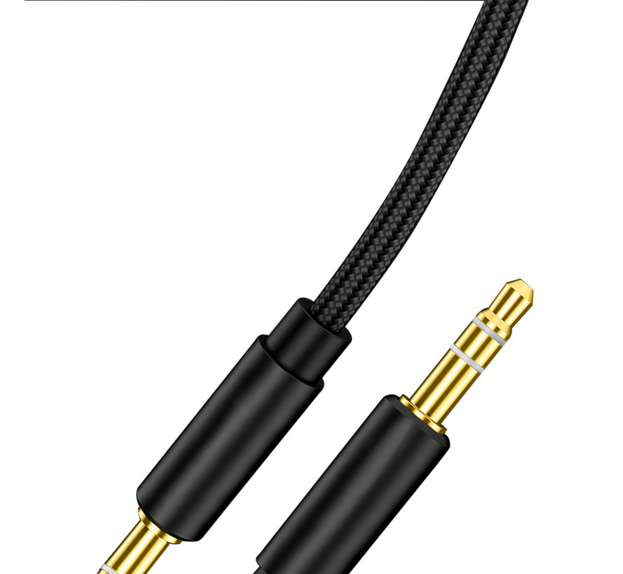 Aux Kabel 1m Gevlochten Nylon Zwart