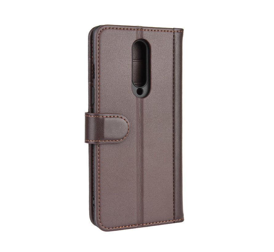 OnePlus 8 Wallet Case Genuine Leather Brown