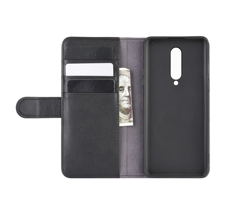 OnePlus 8 Wallet Case Genuine Leather Black