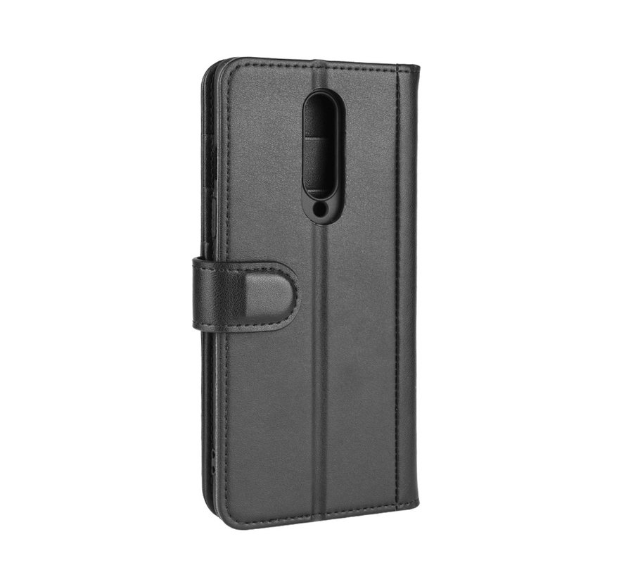 OnePlus 8 Wallet Hoesje Echt Leder Zwart