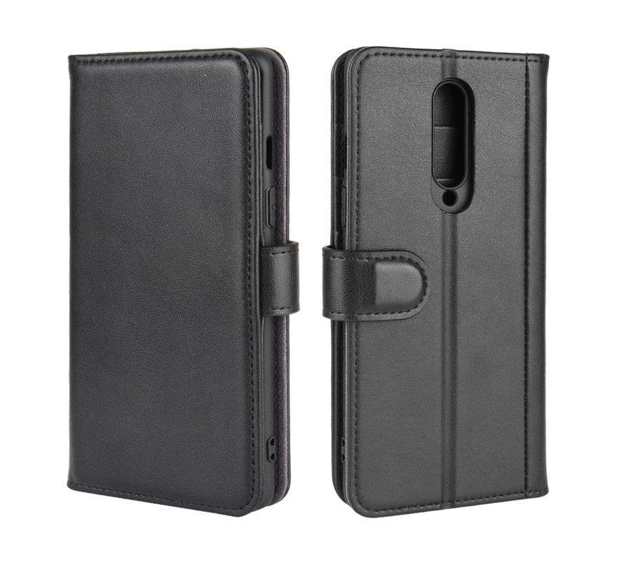 OnePlus 8 Wallet Case Genuine Leather Black