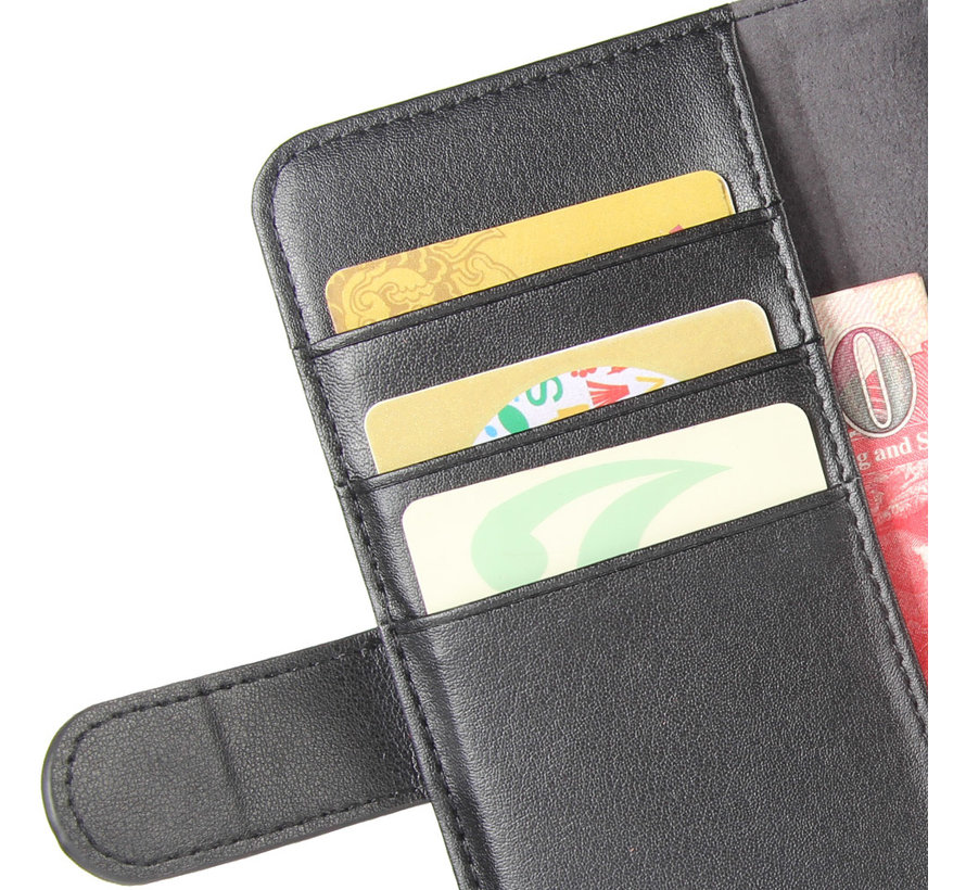 OnePlus 8 Pro Wallet Hoesje Echt Leder Zwart