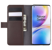OPPRO OnePlus 8 Pro Wallet Case Genuine Leather Brown