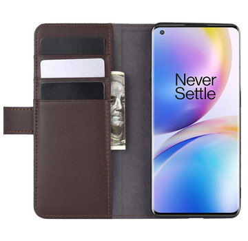 ProGuard OnePlus 8 Pro Brieftasche Etui Echtes Leder Braun