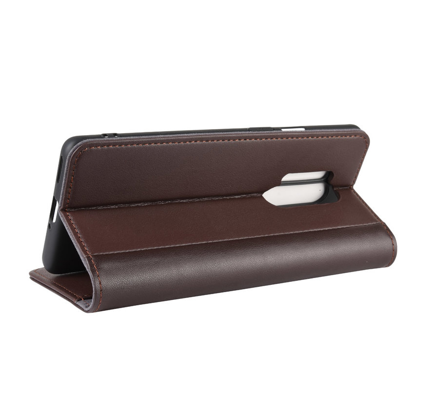 OnePlus 8 Pro Wallet Case Genuine Leather Brown