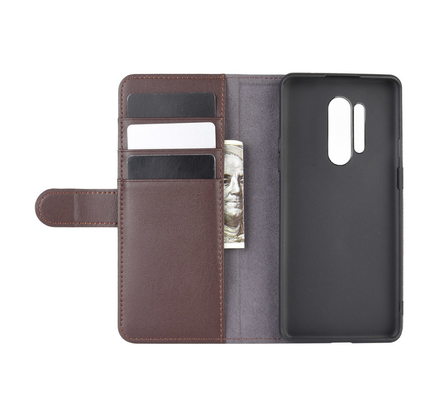 OnePlus 8 Pro Wallet Case Genuine Leather Brown