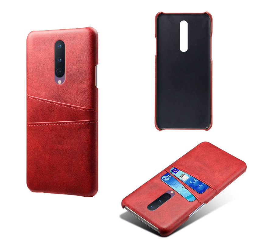 OnePlus 8 Case Slim Leather Card Holder Red