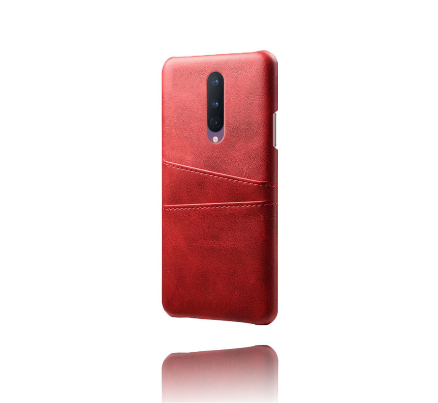 OnePlus 8 Case Slim Leather Card Holder Red