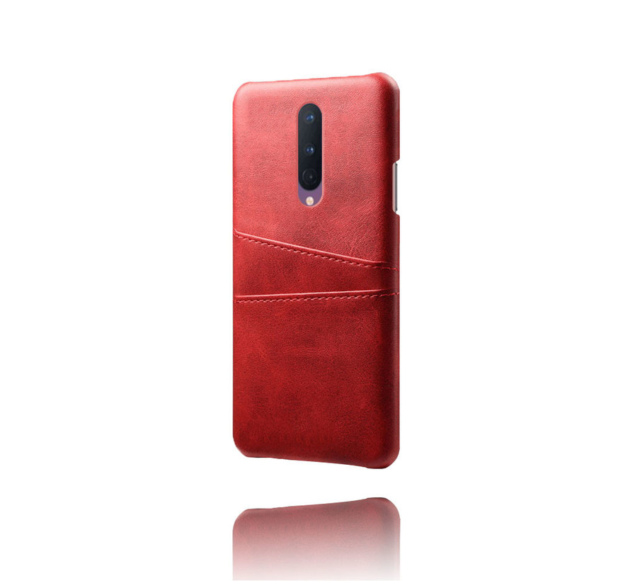 OnePlus 8 Case Slim Leder Kartenhalter Rot