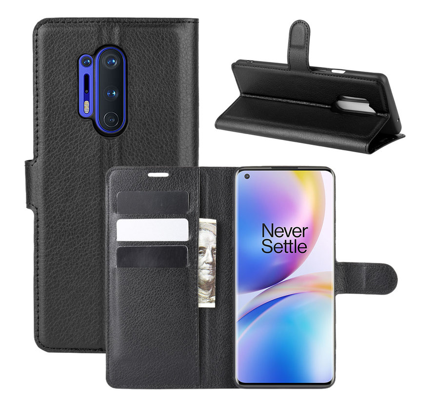 OnePlus 8 Pro Wallet Flip Case Zwart