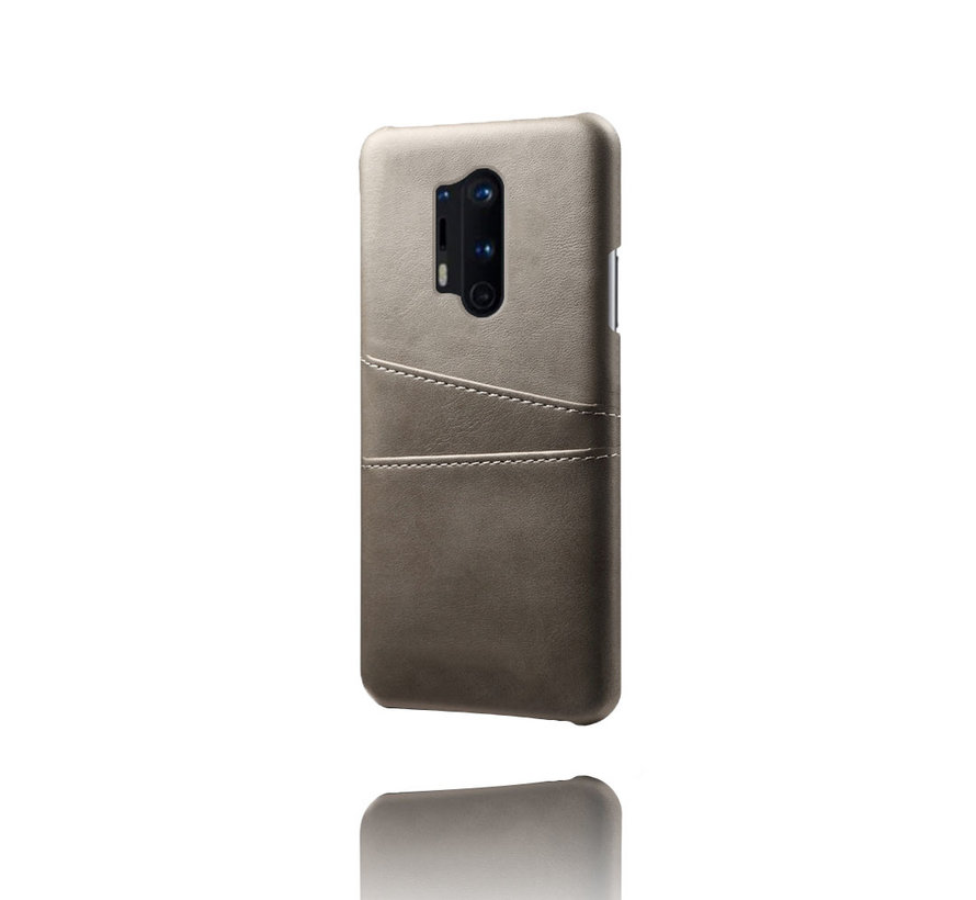 OnePlus 8 Pro Hoesje Slim Leder Kaarthouder Grijs