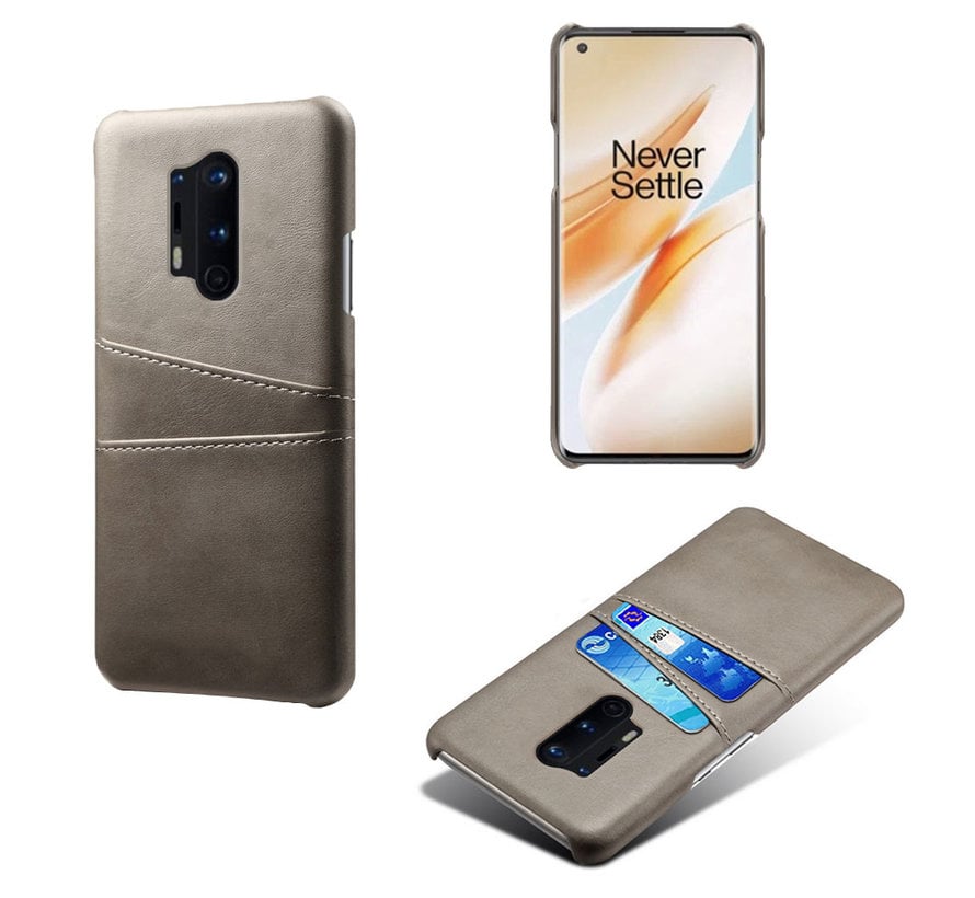 OnePlus 8 Pro Case Slim Leather Card Holder Gray