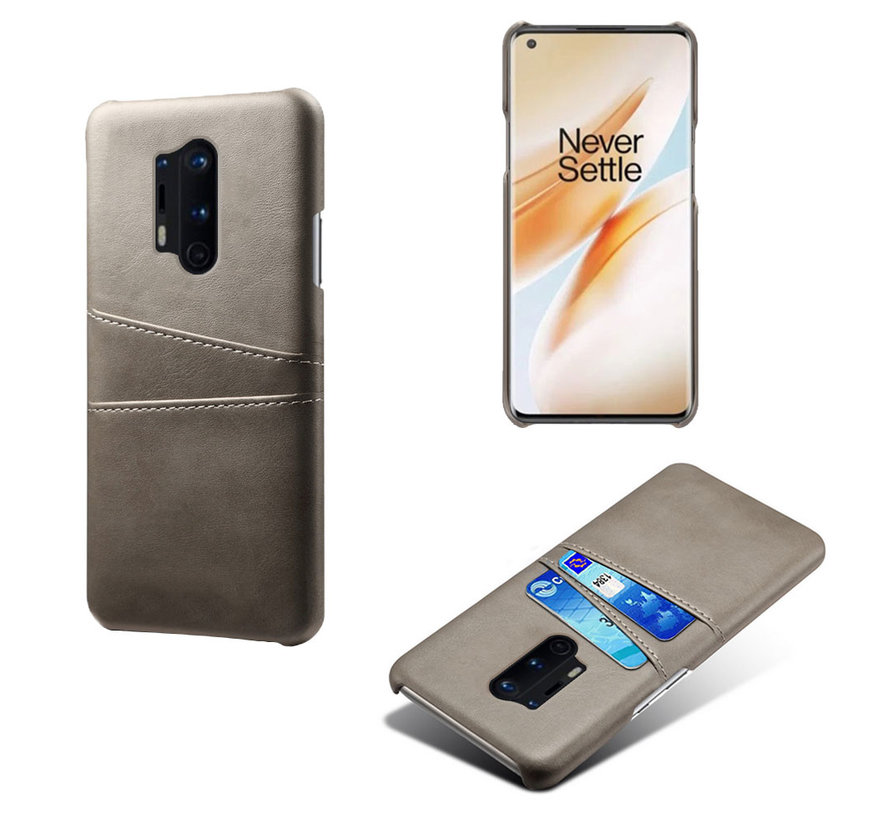 OnePlus 8 Pro Hoesje Slim Leder Kaarthouder Grijs